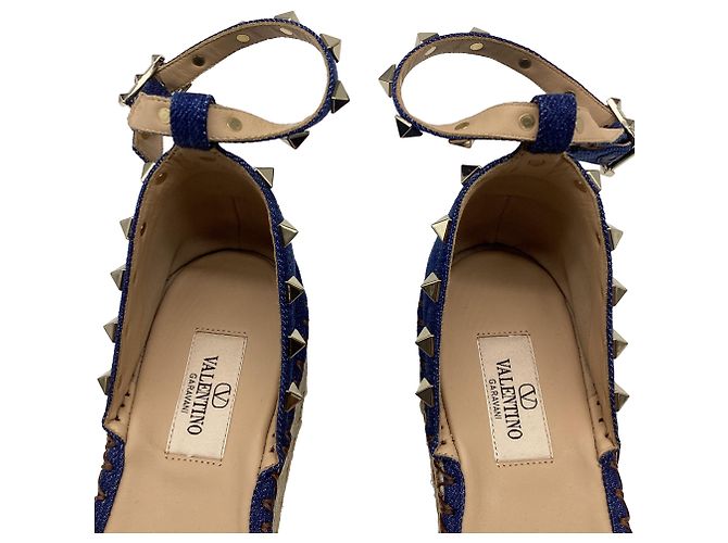Sandali platform Valentino Garavani Rockstud in denim di cotone blu - vista 11