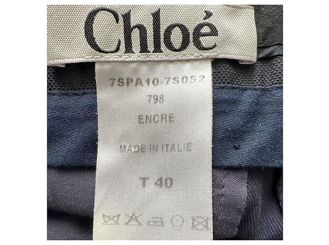 Calças de perna reta Chloé em algodão azul marinho - vista 5