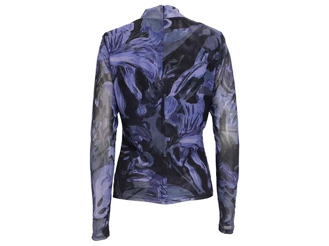 Prabal Gurung Mesh Mock Neck Top in Multicolor Polyester Multiple colors - view 4
