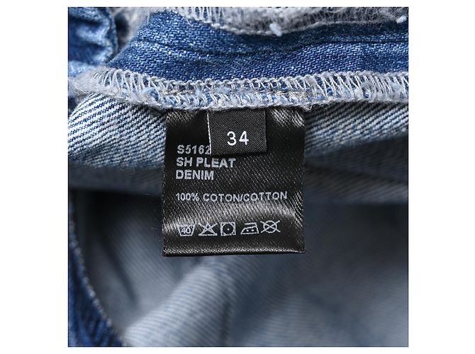 Gonna midi plissettata in denim blu di cotone Joseph - vista 5