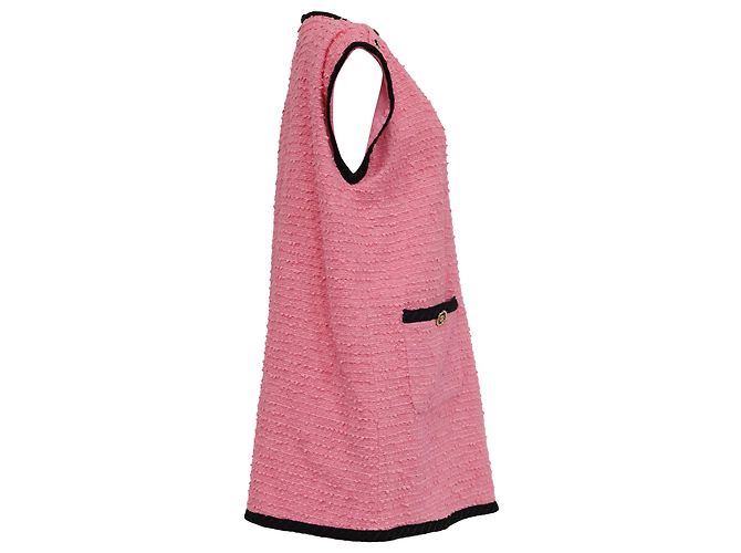 Mini abito Gucci ricamato in tweed rosa - vista 4