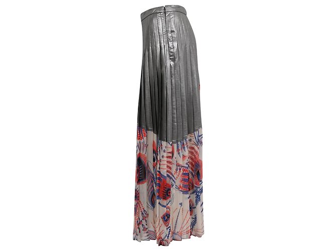Dries Van Noten Plissierter Midirock mit Print aus multicoloured Polyester Mehrfarben - Ansicht 2