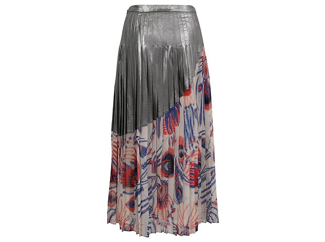 Dries Van Noten Plissierter Midirock mit Print aus multicoloured Polyester Mehrfarben - Ansicht 3