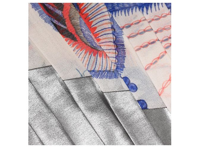 Dries Van Noten Plissierter Midirock mit Print aus multicoloured Polyester Mehrfarben - Ansicht 5