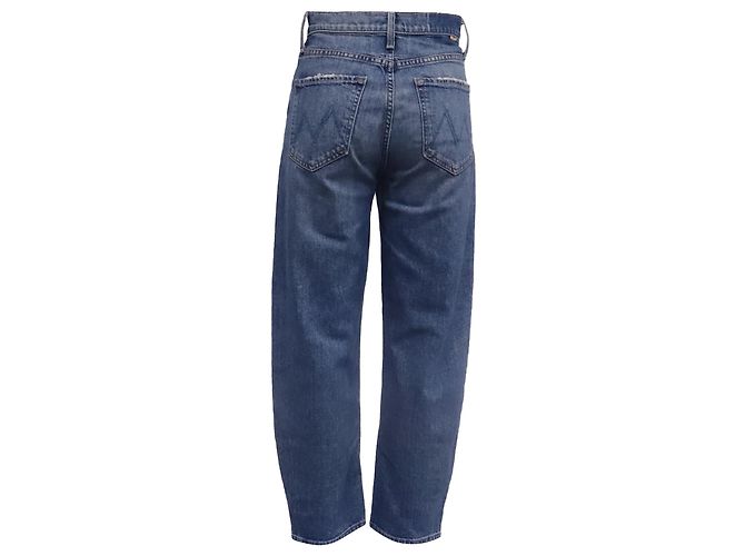 Mother Barrel Jeans aus blauer Baumwolle Python drucken - Ansicht 2
