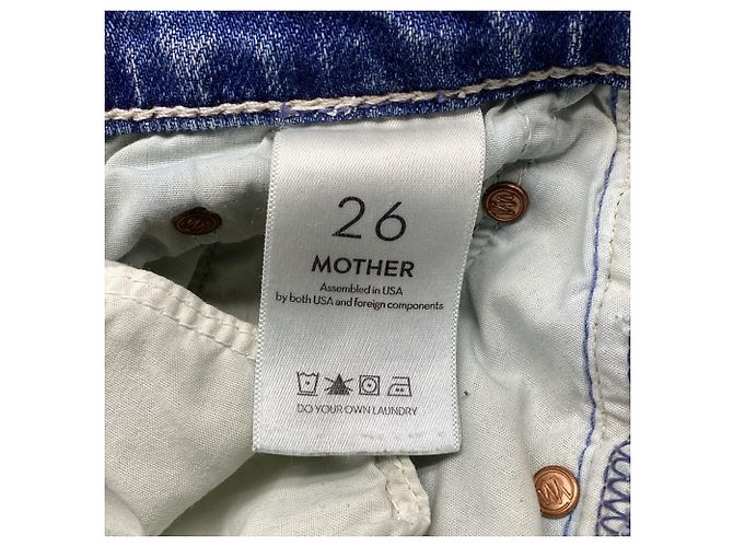 Mother Barrel Jeans aus blauer Baumwolle Python drucken - Ansicht 6