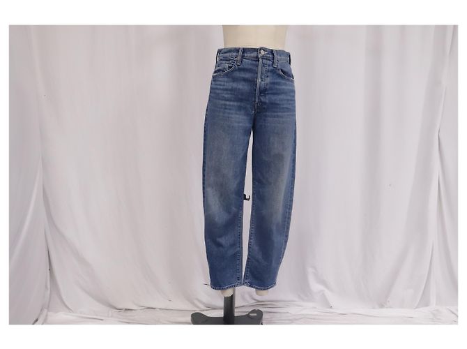 Mother Barrel Jeans aus blauer Baumwolle Python drucken - Ansicht 7