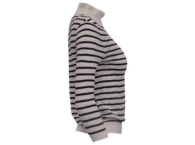 Top de manga larga de punto a rayas Chloé en algodón blanco Impresión de pitón - vista 2