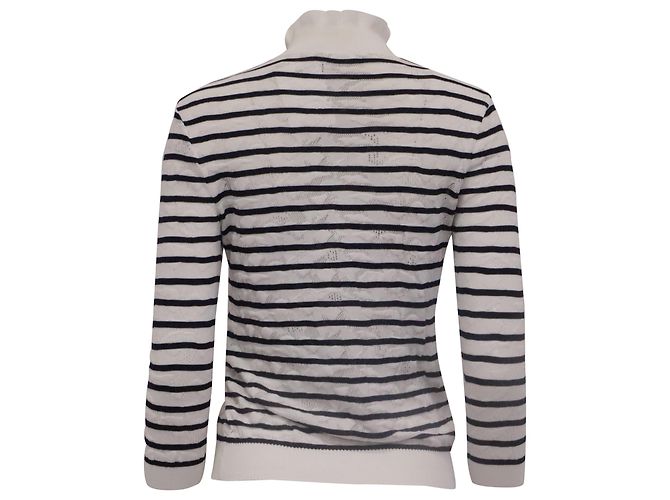 Top de manga larga de punto a rayas Chloé en algodón blanco Impresión de pitón - vista 3