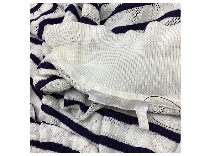 Top de manga larga de punto a rayas Chloé en algodón blanco Impresión de pitón - vista 5