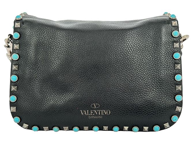 Bolsa de Ombro Rolling Rockstud Valentino Garavani em couro preto - vista 6