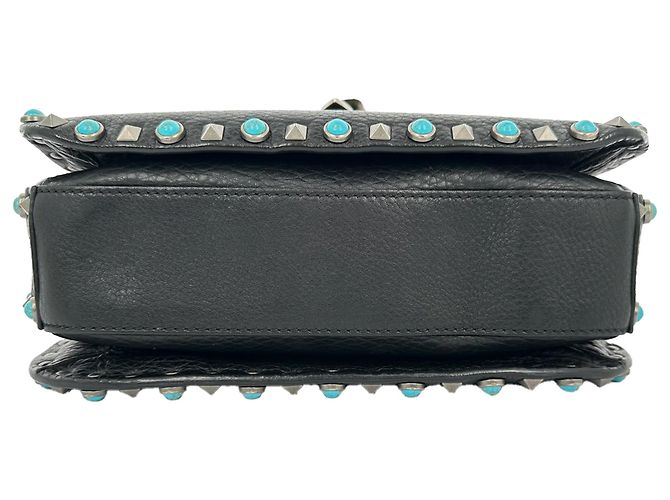 Bolsa de Ombro Rolling Rockstud Valentino Garavani em couro preto - vista 8