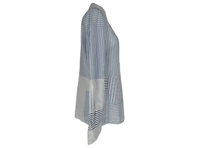 Camicia Gabriela Hearst Taj in cotone upcycled patchwork azzurro Blu Blu chiaro - vista 2