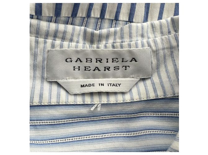 Camicia Gabriela Hearst Taj in cotone upcycled patchwork azzurro Blu Blu chiaro - vista 4