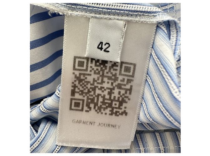 Camicia Gabriela Hearst Taj in cotone upcycled patchwork azzurro Blu Blu chiaro - vista 5