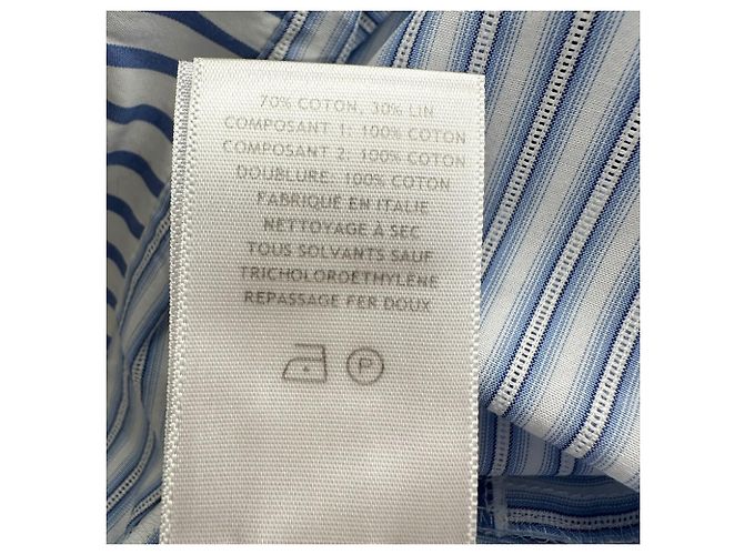 Camicia Gabriela Hearst Taj in cotone upcycled patchwork azzurro Blu Blu chiaro - vista 7