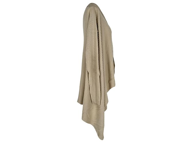 Sweater capa em malha canelada Rick Owens em lã bege - vista 2