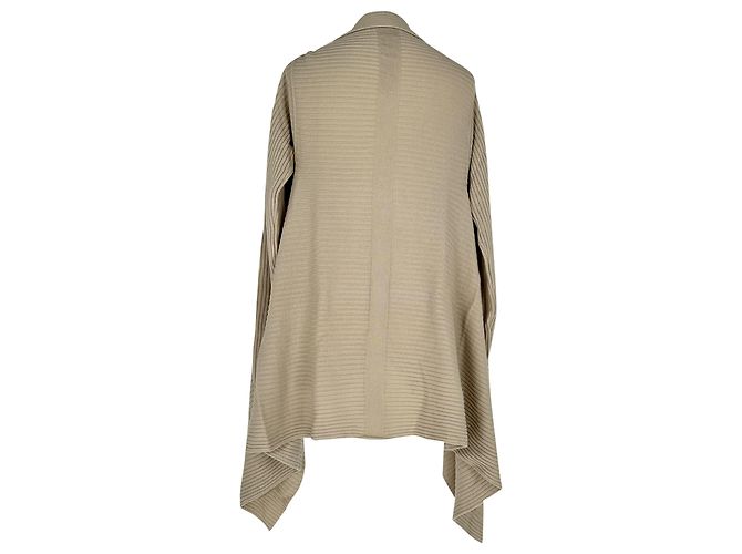 Sweater capa em malha canelada Rick Owens em lã bege - vista 3