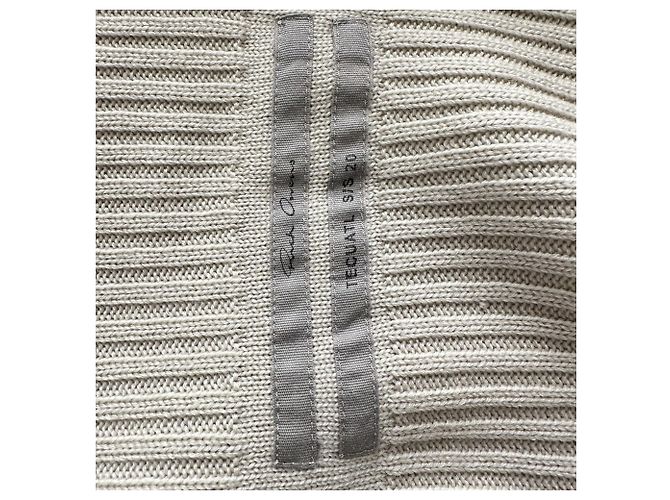 Sweater capa em malha canelada Rick Owens em lã bege - vista 4