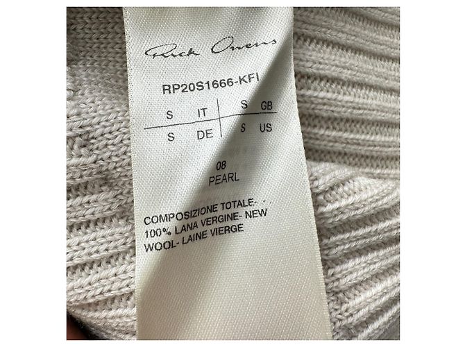 Sweater capa em malha canelada Rick Owens em lã bege - vista 6