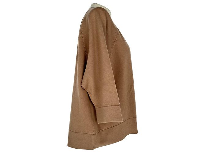 Top de malha de luxo Brunello Cucinelli em cashmere Tan Marrom Bege - vista 2