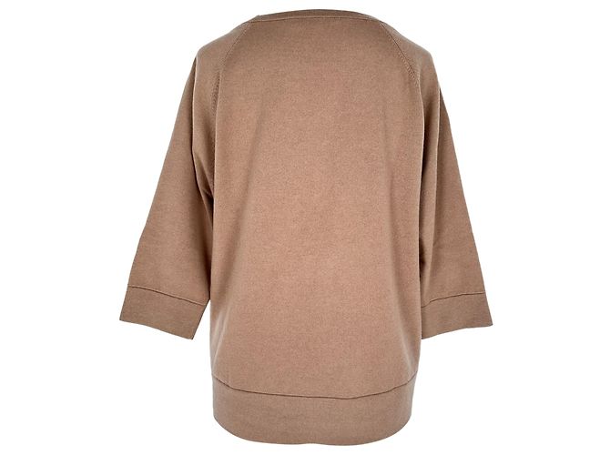 Top de malha de luxo Brunello Cucinelli em cashmere Tan Marrom Bege - vista 3