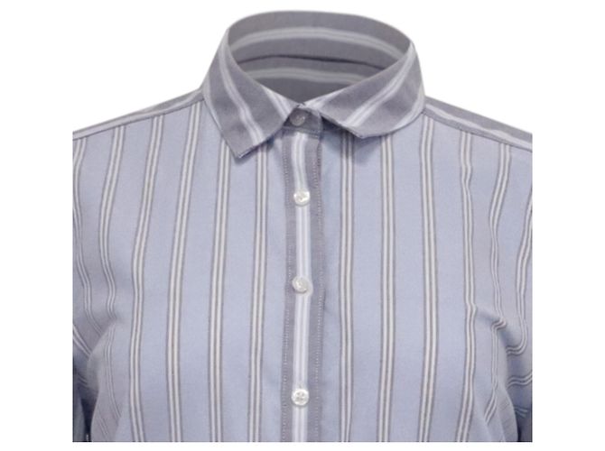Autre Marque Robe chemise midi rayée Brooks Brothers en coton bleu - vue 2