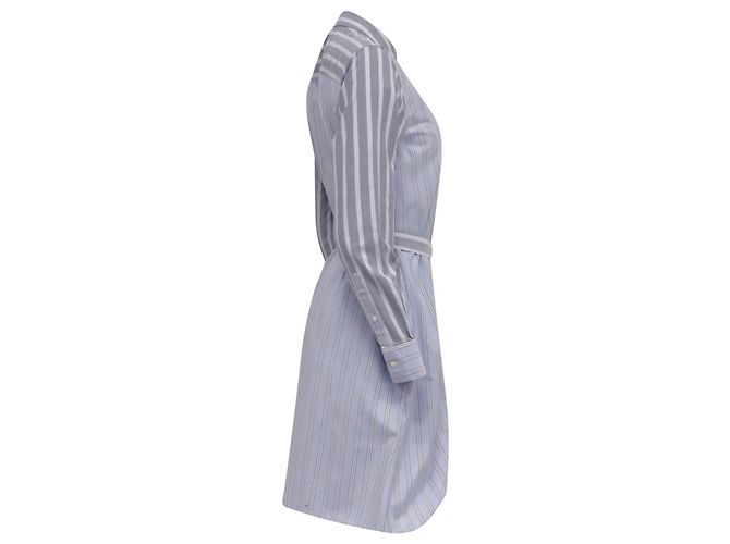 Autre Marque Robe chemise midi rayée Brooks Brothers en coton bleu - vue 3