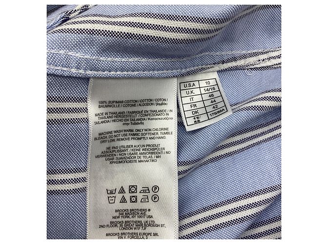 Autre Marque Robe chemise midi rayée Brooks Brothers en coton bleu - vue 5