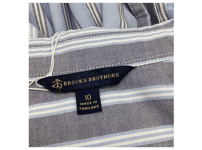 Autre Marque Robe chemise midi rayée Brooks Brothers en coton bleu - vue 6