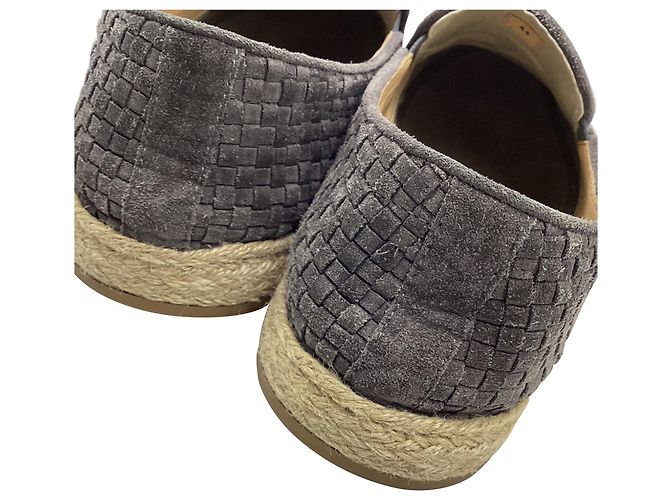 Espadrilles tressées Brunello Cucinelli en daim gris - vue 13