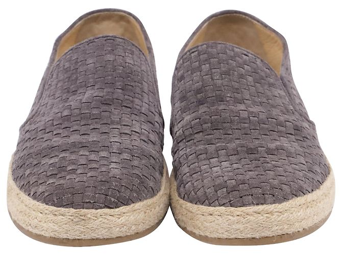 Espadrilles tressées Brunello Cucinelli en daim gris - vue 2