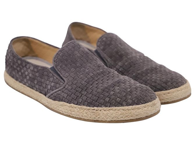 Espadrilles tressées Brunello Cucinelli en daim gris - vue 3