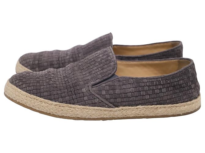 Espadrilles tressées Brunello Cucinelli en daim gris - vue 4