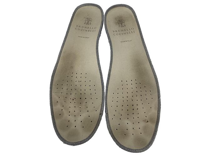 Espadrilles tressées Brunello Cucinelli en daim gris - vue 9
