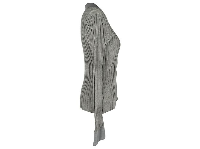 Altuzarra Rippstrick-Cardigan aus grauer Baumwolle - Ansicht 2