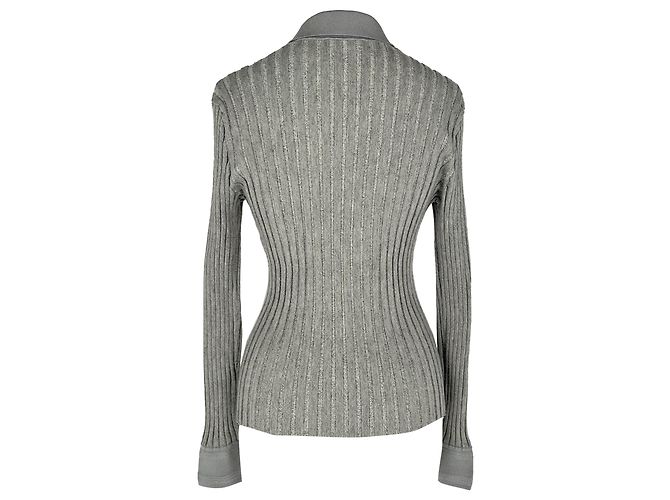 Altuzarra Rippstrick-Cardigan aus grauer Baumwolle - Ansicht 3