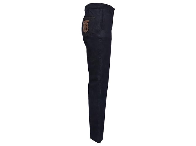 Burberry Straight Leg Denim Pants in Navy Blue Cotton - view 2