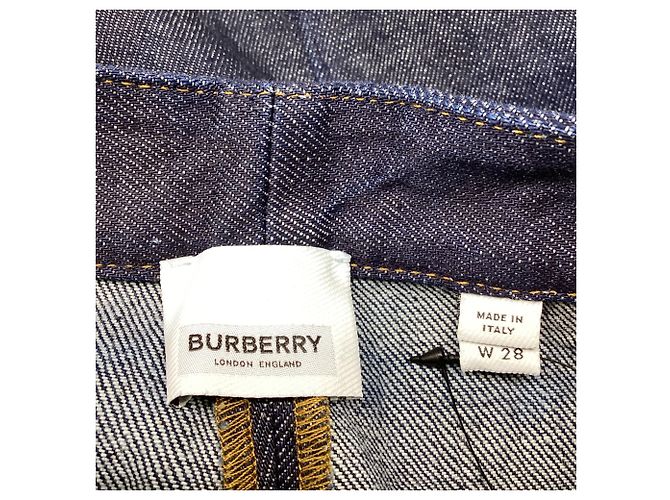 Burberry Straight Leg Denim Pants in Navy Blue Cotton - view 6