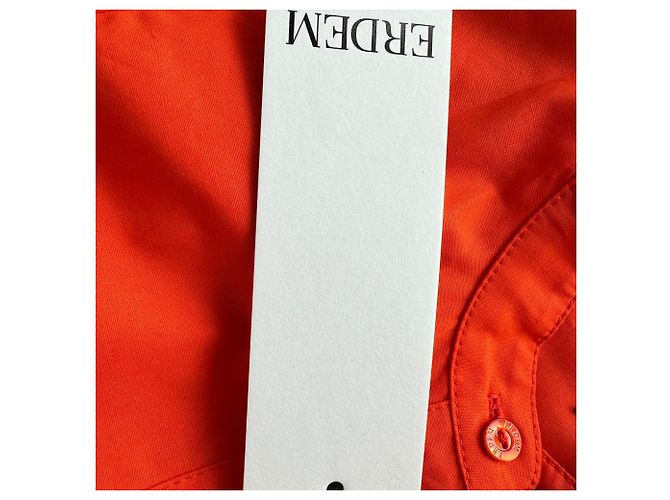 Vestido corto escalonado bordado Erdem en algodón naranja - vista 10