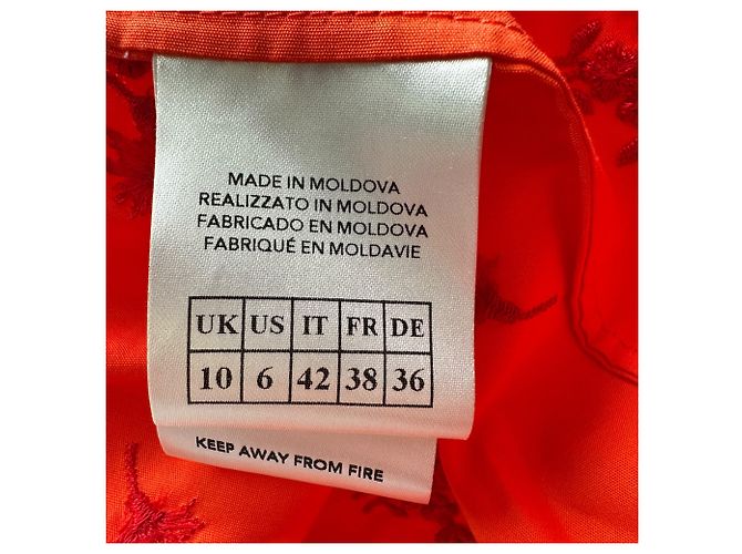 Vestido corto escalonado bordado Erdem en algodón naranja - vista 11