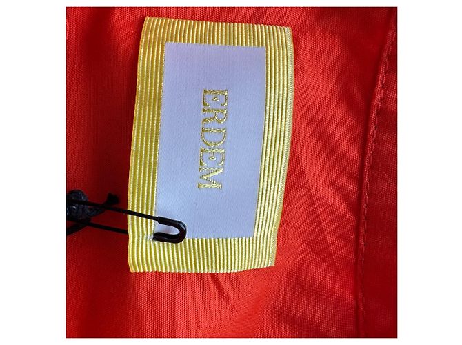 Vestido corto escalonado bordado Erdem en algodón naranja - vista 5
