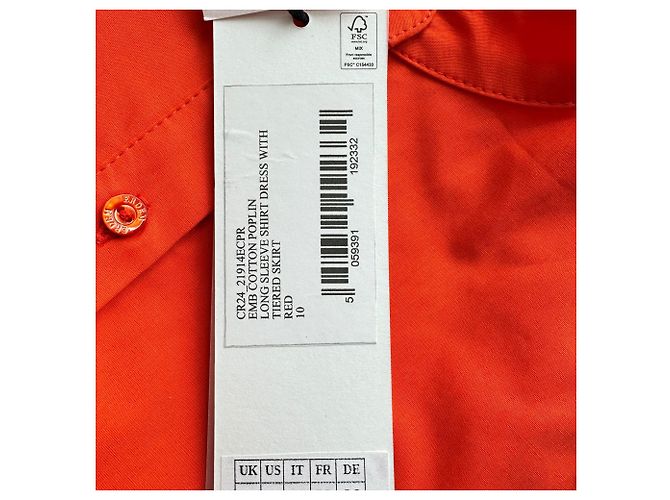 Vestido corto escalonado bordado Erdem en algodón naranja - vista 8