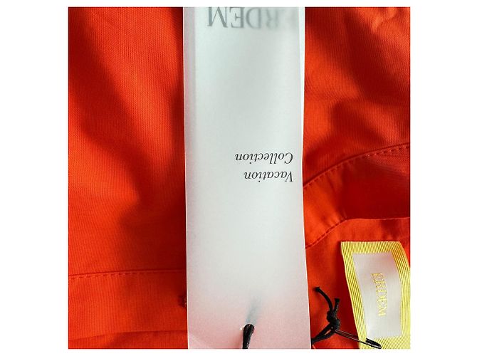 Vestido corto escalonado bordado Erdem en algodón naranja - vista 9