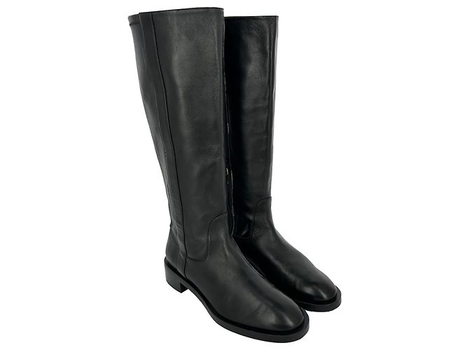 Stuart Weitzman kniehohe Stiefel aus schwarzem Leder - Ansicht 2