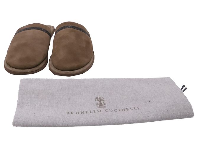Mules Brunello Cucinelli en ante marrón Castaño Roja - vista 6