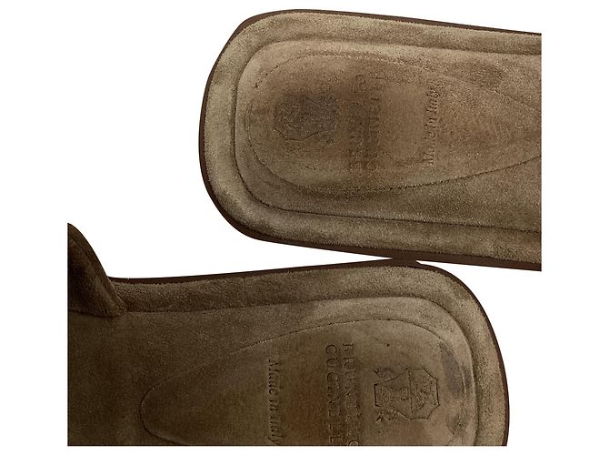 Mules Brunello Cucinelli en ante marrón Castaño Roja - vista 7