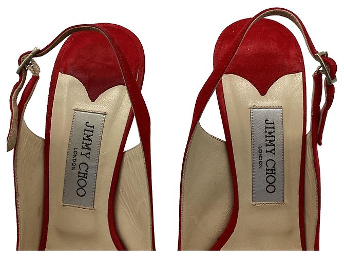 Zapatos Slingback Jimmy Choo en ante rojo Roja - vista 11