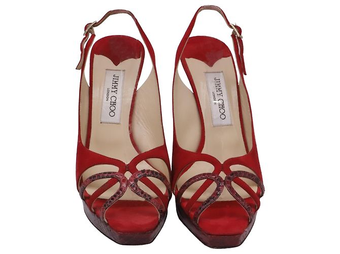Zapatos Slingback Jimmy Choo en ante rojo Roja - vista 2