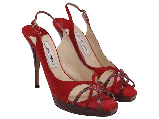 Zapatos Slingback Jimmy Choo en ante rojo Roja - vista 3